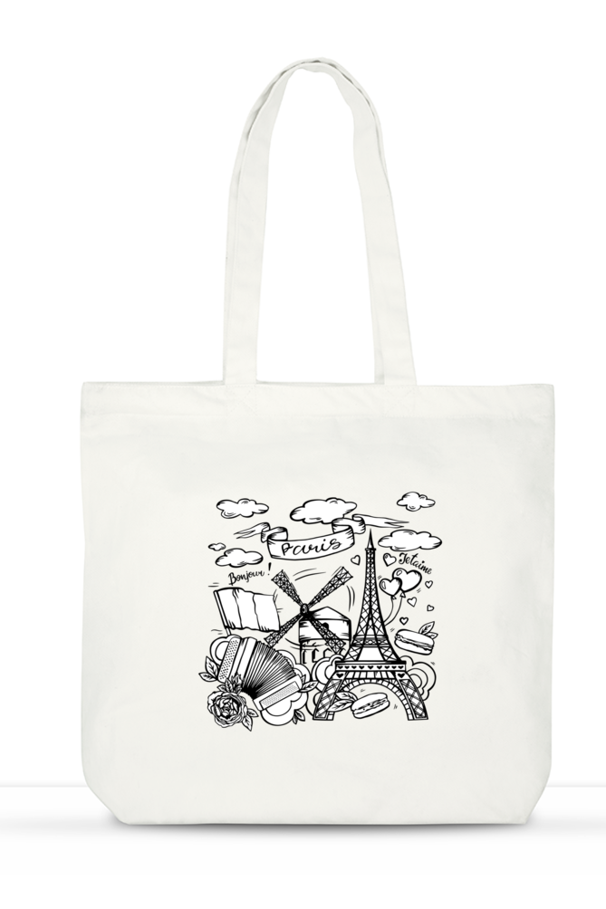 Parisian Style Travel Tote Bag with Zipper