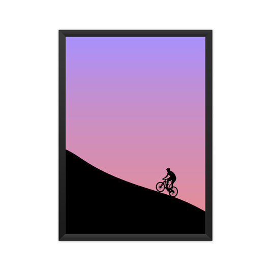 Boy Biking Uphill Wall Art Poster
