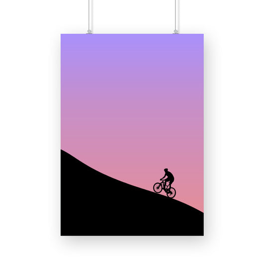 Boy Biking Uphill Poster