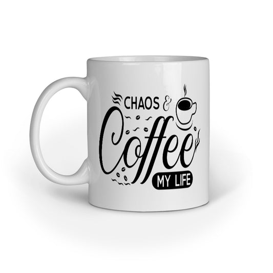 Quotes Coffee Mug for Book Lovers - Chaos & Coffee, My Life