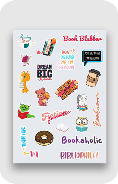 Bookish Stickers for Kindle, Laptop, Bookshelf - Set 1
