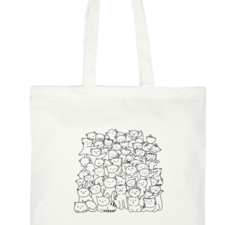 Cute Zipper Tote Bag with Doodles for Cat Lovers