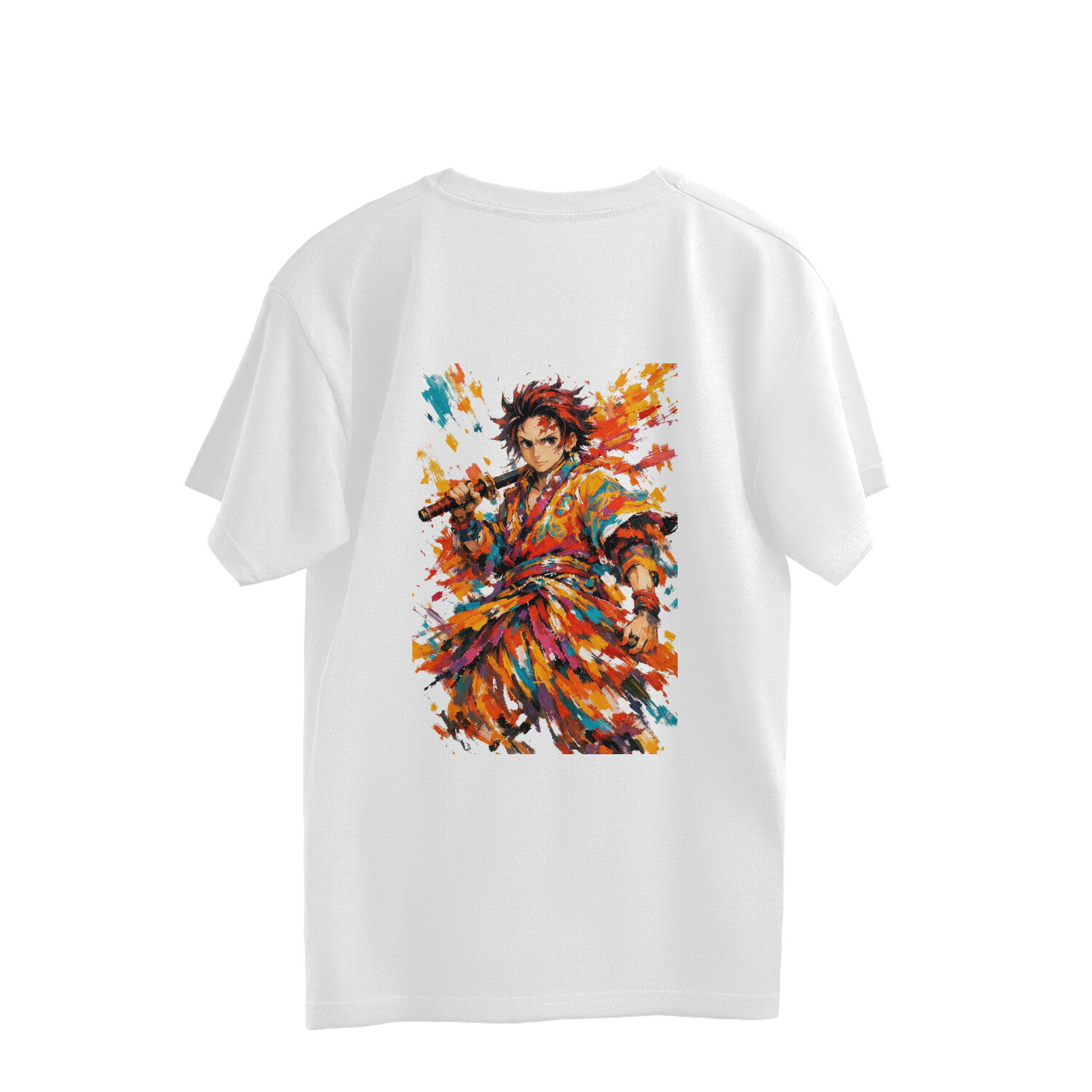 Tanjiro Kamado Rage Mode Vibrant Streetwear Back Print Oversized Tshirt - Image 10