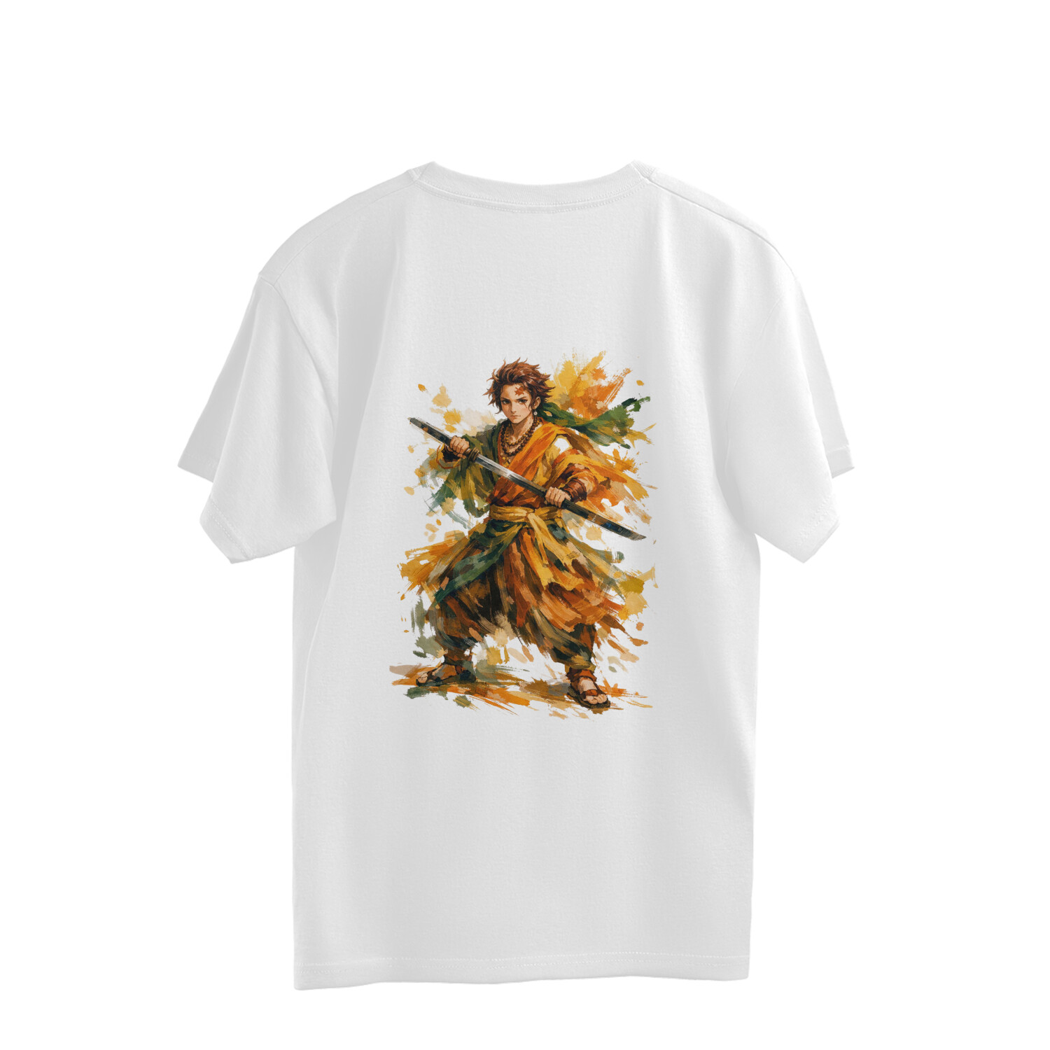 Tanjiro Kamado Desi Aesthetic Colorful Anime Tshirt Back Print