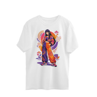 Vibrant Hinata Digital Painting Oversized Anime Tshirt