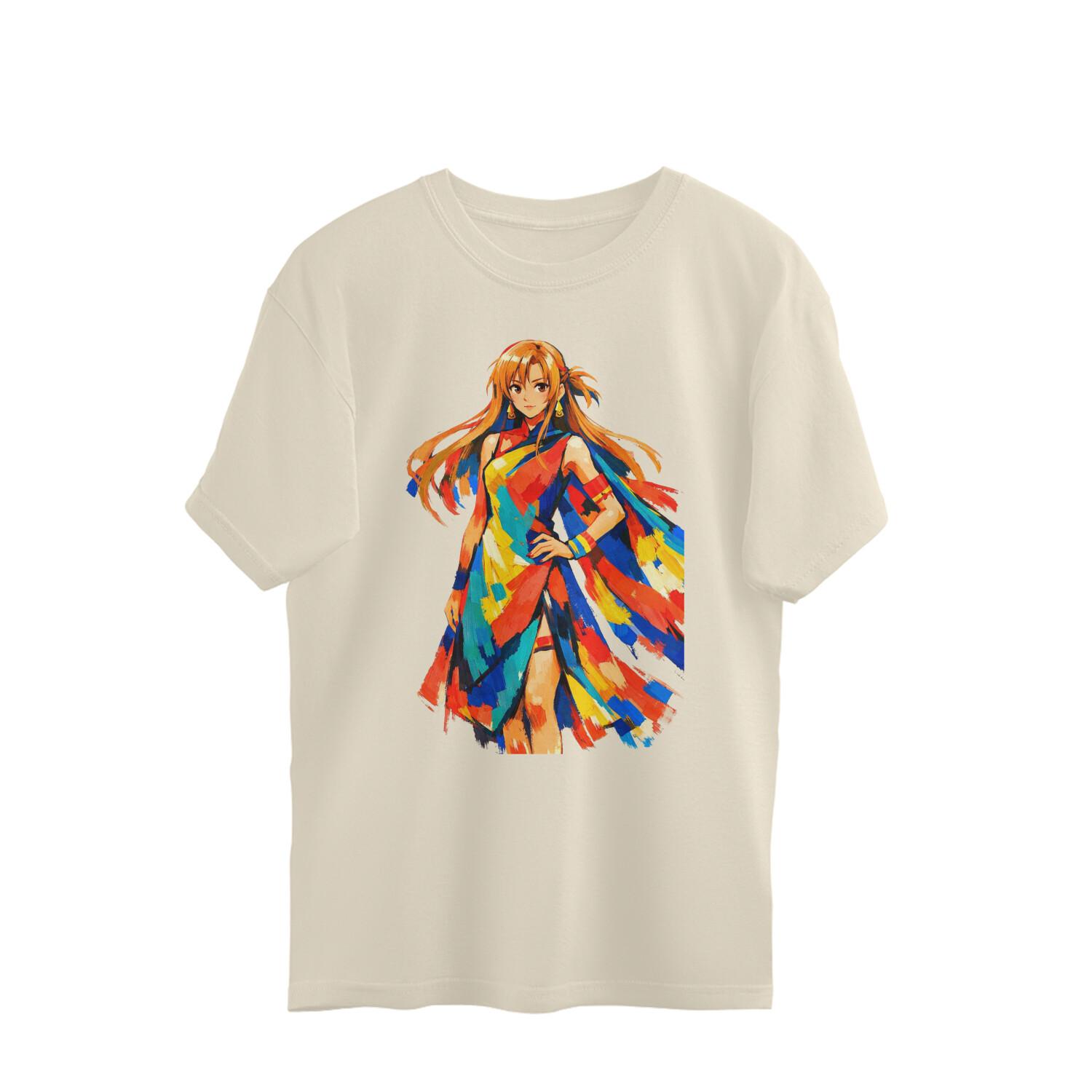 Asuna Yuuki Colourful Painting Digital Art Oversized Tshirt - Image 3